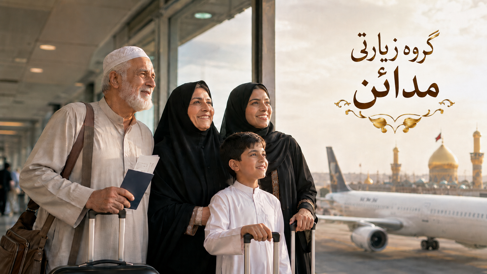 خانواده در شروع تور ارزان کربلا هوایی