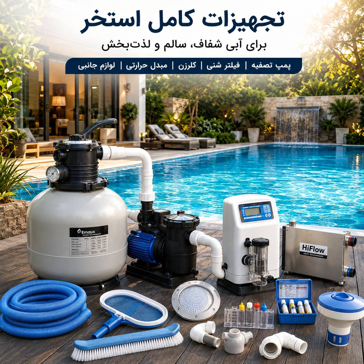 تجهیزات کامل استخر، سونا و جکوزی