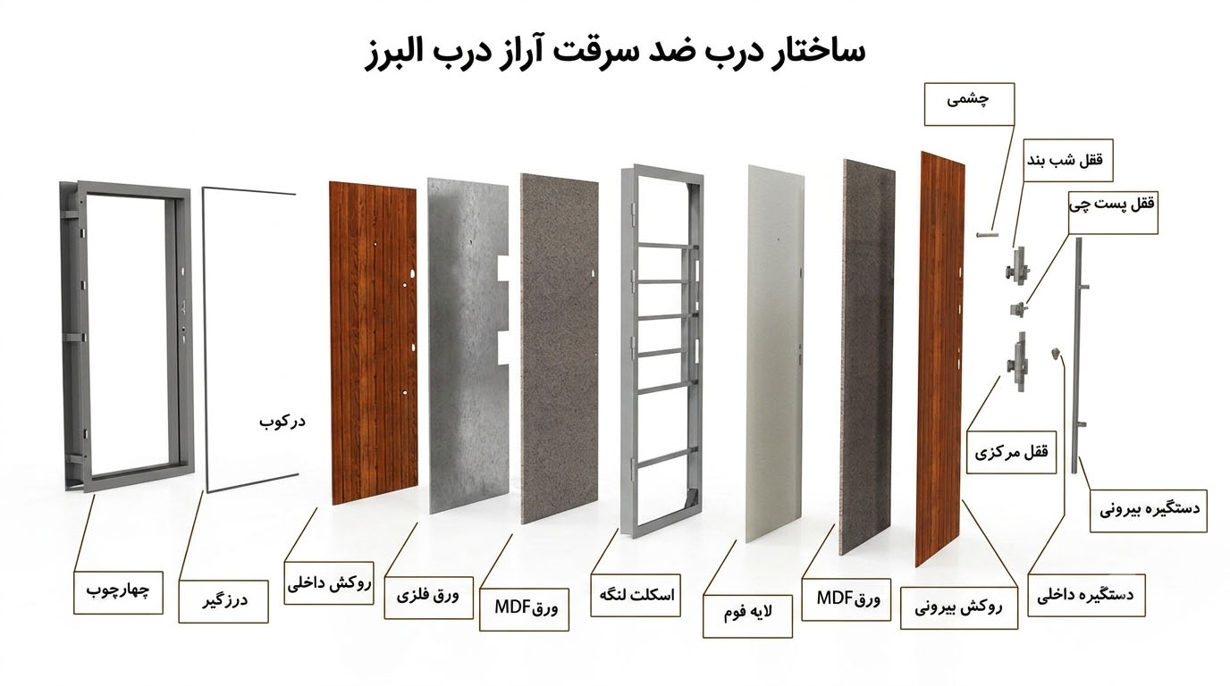 ساختار داخلی درب های ضدسرقت آراز درب البرز